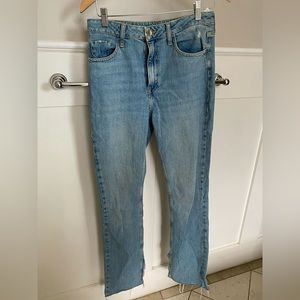 Zara high-waisted straight split jeans